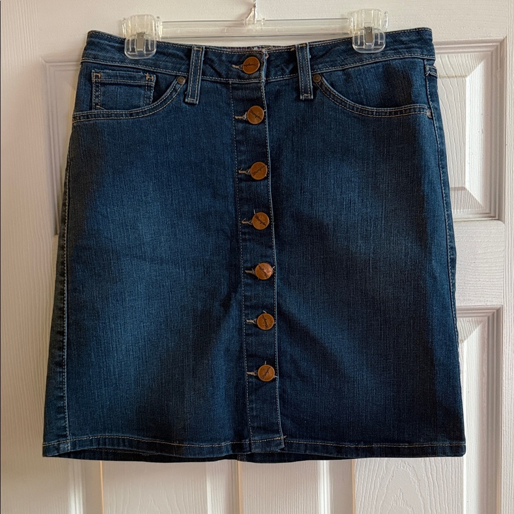 Wrangler Blue Denim Skirt with Metal Buttons
